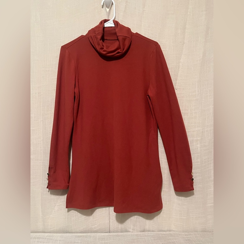d&co. Rust Red Cowl Neck Tunic Top Long Sleeve XS